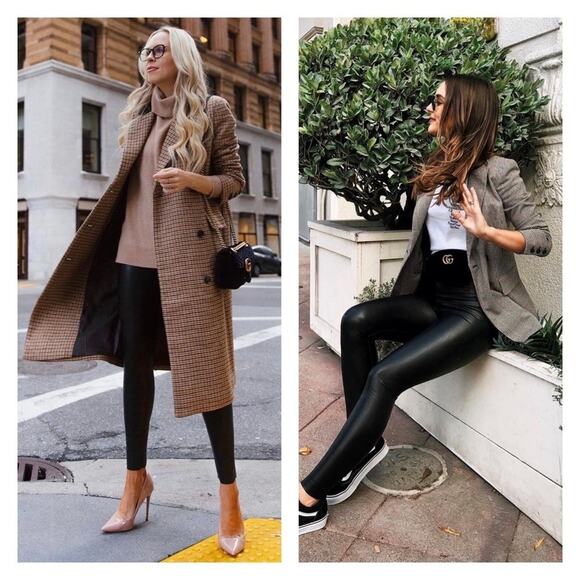 Commando Black Faux Leather Raw Hem Leggings Size M - Picture 3 of 14